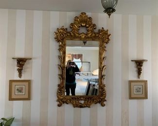 #19	Gold-Painted Wall Sconce Shelves - 12Tx12Wx4D	 $50.00 
#20	Carved Wood Gold-Painted Mirror - 31x60 - Heavy 	 $125.00 sold
