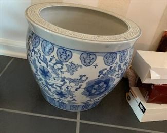 #25	Blue & White Pot - 14x11	 $40.00 
