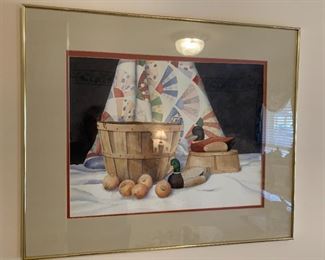 #36	Watercolor of Grandmothers Fan Quilt by Anita Hoodless Frame - 32x27	 $100.00 
