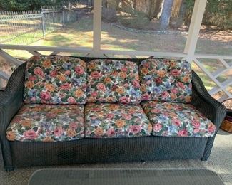 #43	Lloyd's Loom Real Wicker Sofa  - 82" Long & Matching Coffee Table w/Glass Protect -48x18x18	 $350.00 
