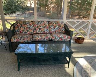 #43	Lloyd's Loom Real Wicker Sofa  - 82" Long & Matching Coffee Table w/Glass Protect -48x18x18	 $350.00 
