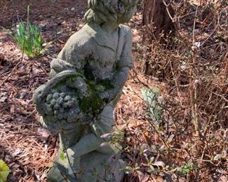 #51	Concrete Statue of Young Man Carrying a Basket on Stand 2 pc. 36" T	 $100.00 
