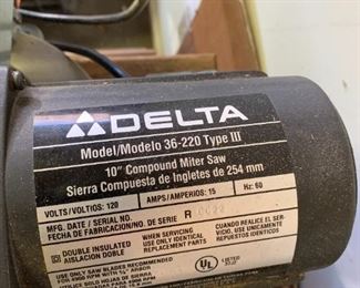 #98	Delta Compound Miter Saw Model 36220 10"	 $45.00 
