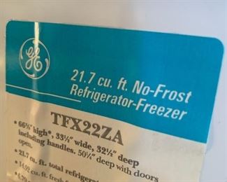 #126	GE SxS Refrigerator - TFX22ZA  FF	 $200.00 
