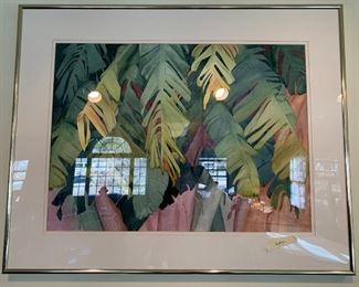 #143	Original Watercolor of Green Leaves by Anita Hoodless - 38.5x31	 $200.00 
