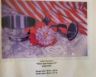 #144	Original Watercolor "Silver & Stripes No. 4)" by Anita Hoodless	 $350.00 

