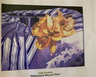 #145	Original Waterolor "Reflections of Blue & White" by Anita Hoodless	 $400.00 
