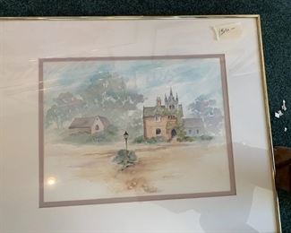 #153	Original Watercolor of "Holly Village High Gate" by Anita Hoodless - 20x24	 $150.00 
