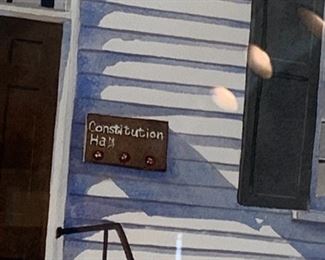 #159	Original Watercolor of Constitution Hall  House w/White Picket Fence by Anita Hoodless - 24x29	 $200.00 
