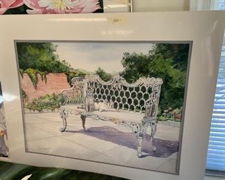 #161	Print of Park w/2 cats - not framed - by Anita hoodless - 38x30	 $150.00 
