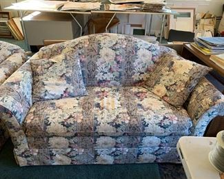 #165	Lazy-boy Blue Floral Camel Loveseat - 62"W - You Move Upstairs	 $30.00 

