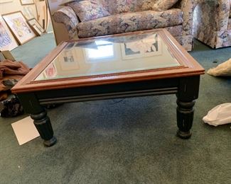 #167	Green Painted Wood w/Glass top w/Pull-out display Cabinet - 36sq x 17T	 $75.00 

