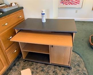 #168	Laminate Desk w/pull-out Shelf on Wheels  - 36x20x28	 $25.00 

