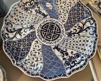 #201	19 inch round blue/white tray	 $20.00 
