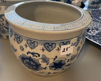 #204	Blue/white 9x7 planter 	 $25.00 
