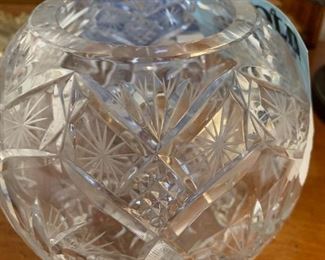 #211	Crystal Rose bowl Whiring star 6 inch tall 	 $30.00 
