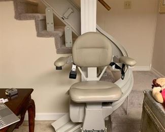 #222	chair lift by Bruno  CRE2110 Elite curved custom rail stairlift with curved on bottom seating for the chair . Straight chanel is 29 inches top 105 straight down and then curved at bottom.	 $300.00 
