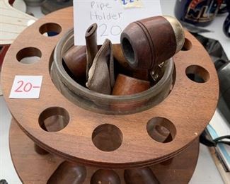 #229	wood pipe holder with 2 pipes 	 $20.00 
