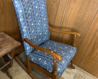 #242	blue fabric seat rocking chair 	 $25.00 
