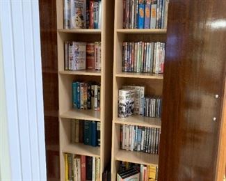 #247	Wood cabinet with 2 doors and inserted laminate shelves inside with the original wood shelves inside 39x13x72	 $100.00 
