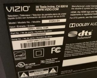 #273	Vizio TV 32 in D32Hnb4 	$50.00 
