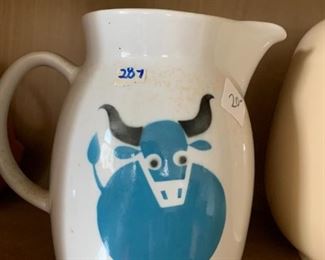 #287	made in Finland ARBIA blue cow pitcher	 $20.00 
