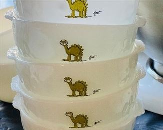 GLASS CEREAL BOWLS B.C COMICS PREHISTORIC DINOSAUR FIRE KING