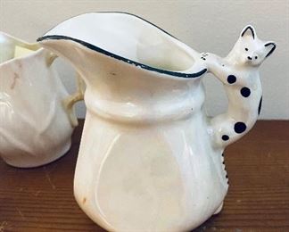 Antique opalescent Czech Cat Creamer