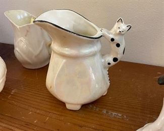 Antique opalescent Czech Cat Creamer