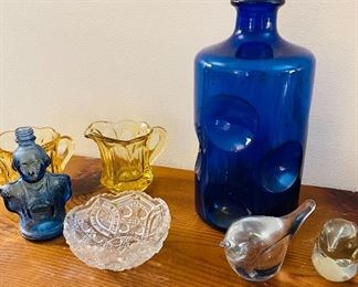 Gorgeous blue decorative bottle and glass items
