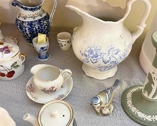 Antique porcelain and ceramic tea sets and serving items 
