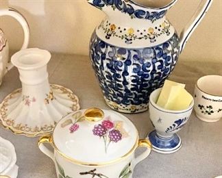 Antique porcelain and ceramic tea sets and serving items 