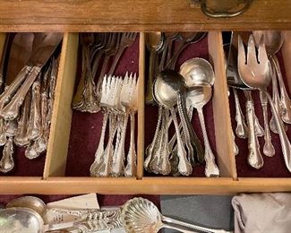 Complete 12 place setting Sterling silverware set with serving pieces and more 