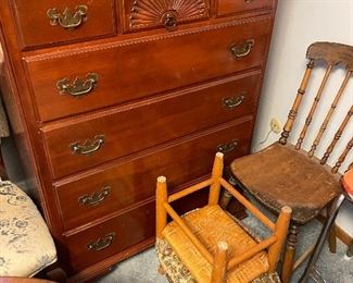 vintage dressers (tallboy and matching lowboy with mirror)