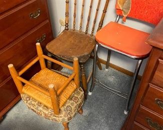 antique chairs and stools 