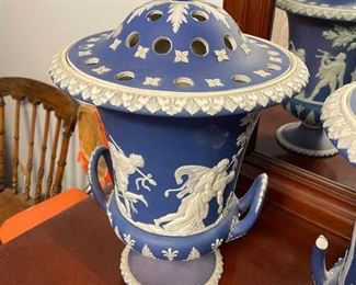 Antique Wedgewood Jasperware Potpourri Urn (pair, one with broken handles, other excellent)