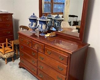 Vintage lowboy dresser with mirror (matching tallboy)