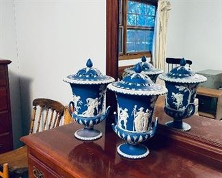 Antique Wedgewood Jasperware Potpourri Urn (pair, one with broken handles, other excellent)