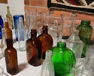 Collection of glass bottles, jars, pharmacy, apothecary 