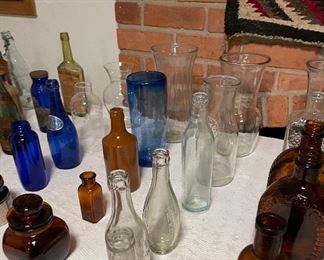Collection of glass bottles, jars, pharmacy, apothecary 
