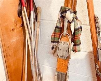 antique wood Paris brand skis (and poles)