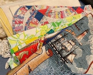 antique linens and fabric 