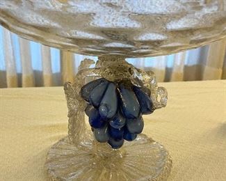 venetian glass footed (grapes) fruit bowl 