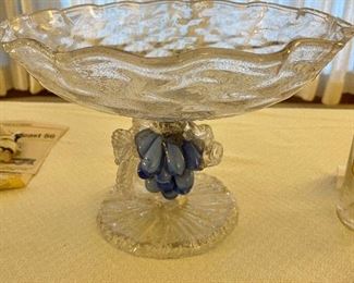 venetian glass footed (grapes) fruit bowl 