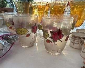 Unique vintage fall themed drinking glasses
