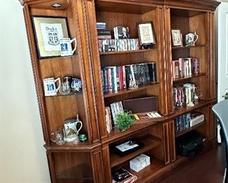 Duke memorabilia and 4 pc office book shelving unit 
