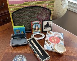 Cat themed book plates & office stuff