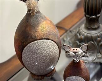 Folk Art Raku cats 