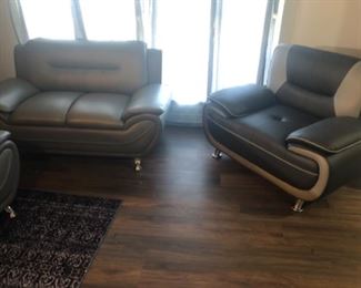 Almost new contemporary 3 piece living room set by Kingway Furniture.