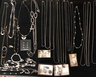 Many Sterling and 14k gold chains, pendants, rings to choose from. 
